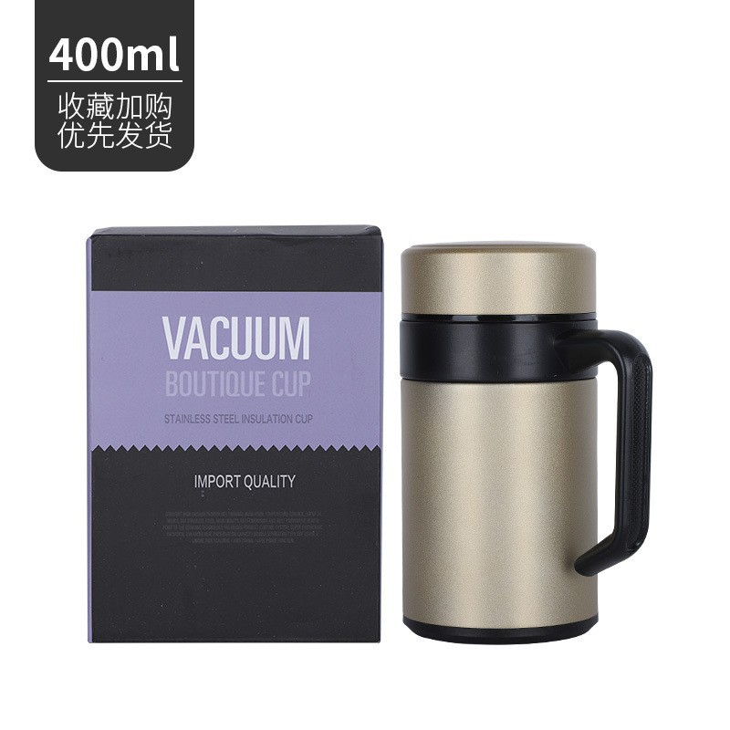 Amazon Cross-Border New Stainless Steel Men and Women Office Handle Vacuum Cup Men's Business Tea Making Water Cup Gift Cup