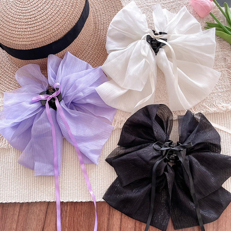 barrettes 2025 simple new hairpin barrettes fashionable hairpin high-grade headdress female ribbon oversized bow claw clip