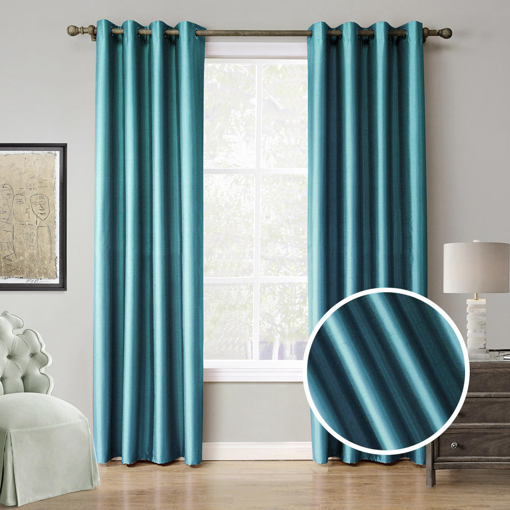 【贝贝】厂家供应外贸窗帘成品仿双宫涂层窗帘全涤铁圈卧室窗帘布