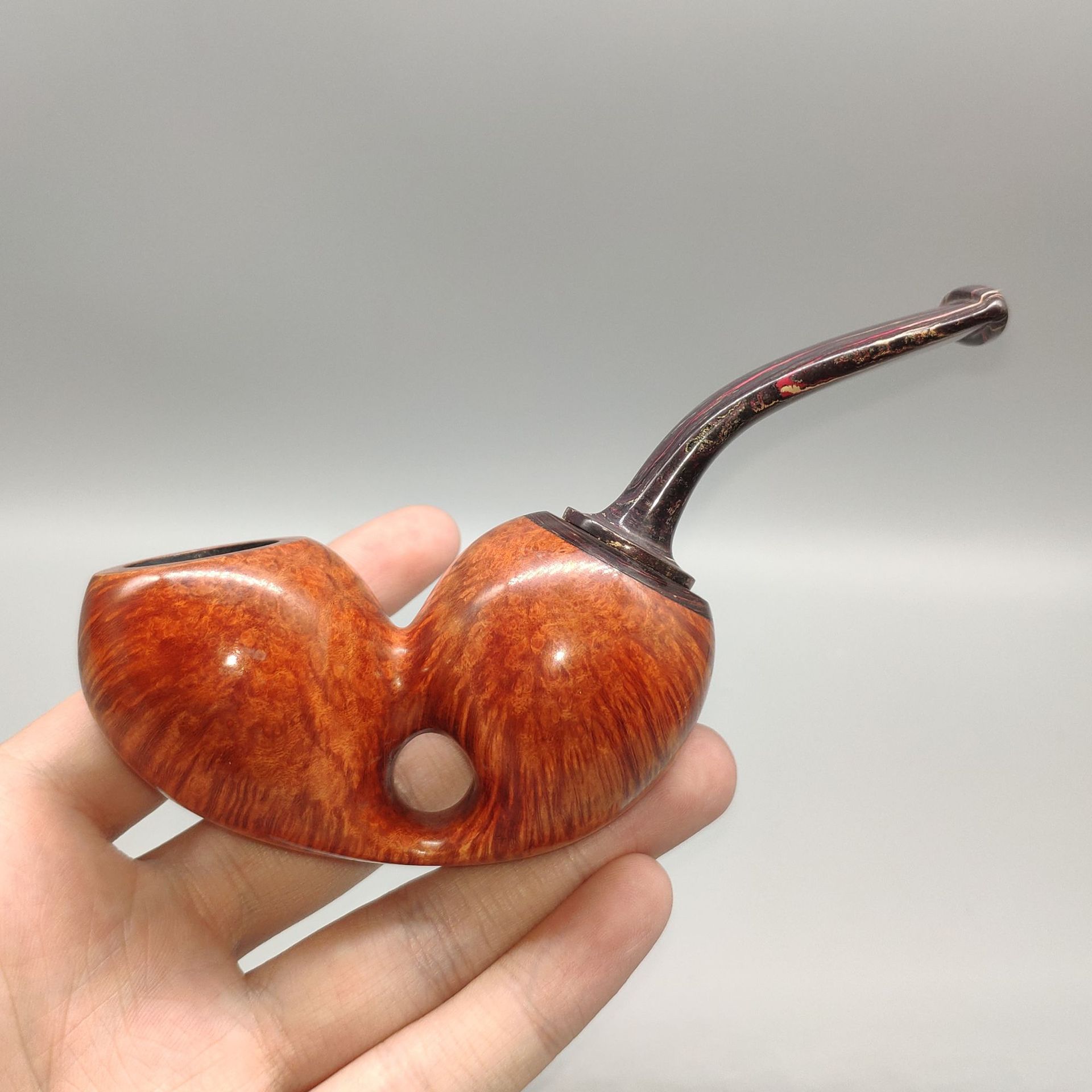 老张烟斗款式双面葫芦斗大气室石楠木手工烟斗坎伯兰咬嘴工厂直销