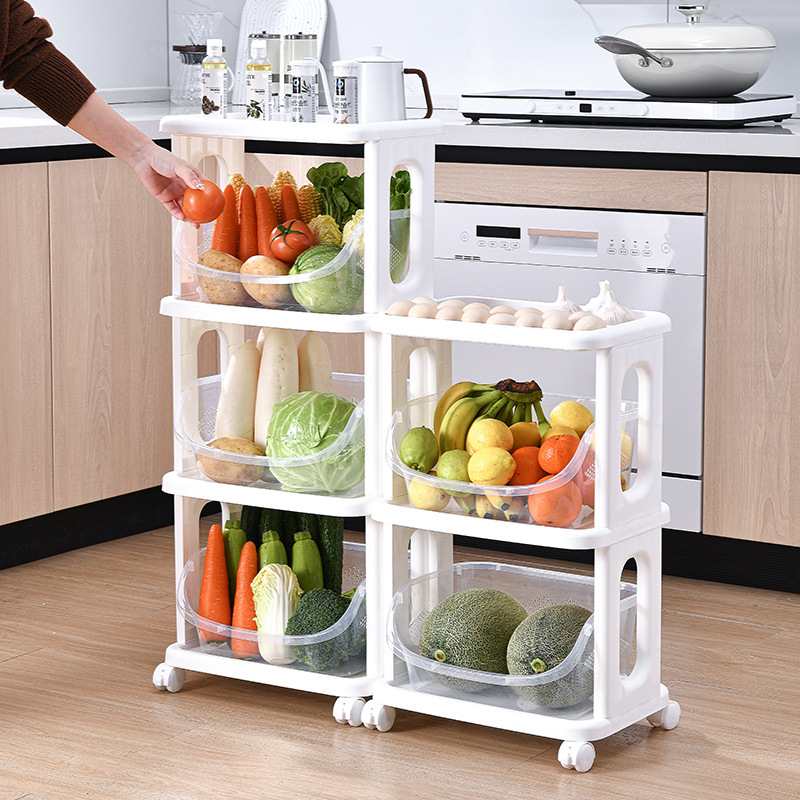 Storage Basket Kitchen Crack Trolley Floor Bathroom Storage Rack Fruit and Vegetable Storage Drain Rack Storage Box 0337