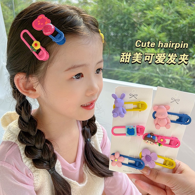 Girl's Bangs Broken Hair Finishing Hairpin Children's Forehead Clip Baby Cartoon Barrettes Little Girl's Back Headwear