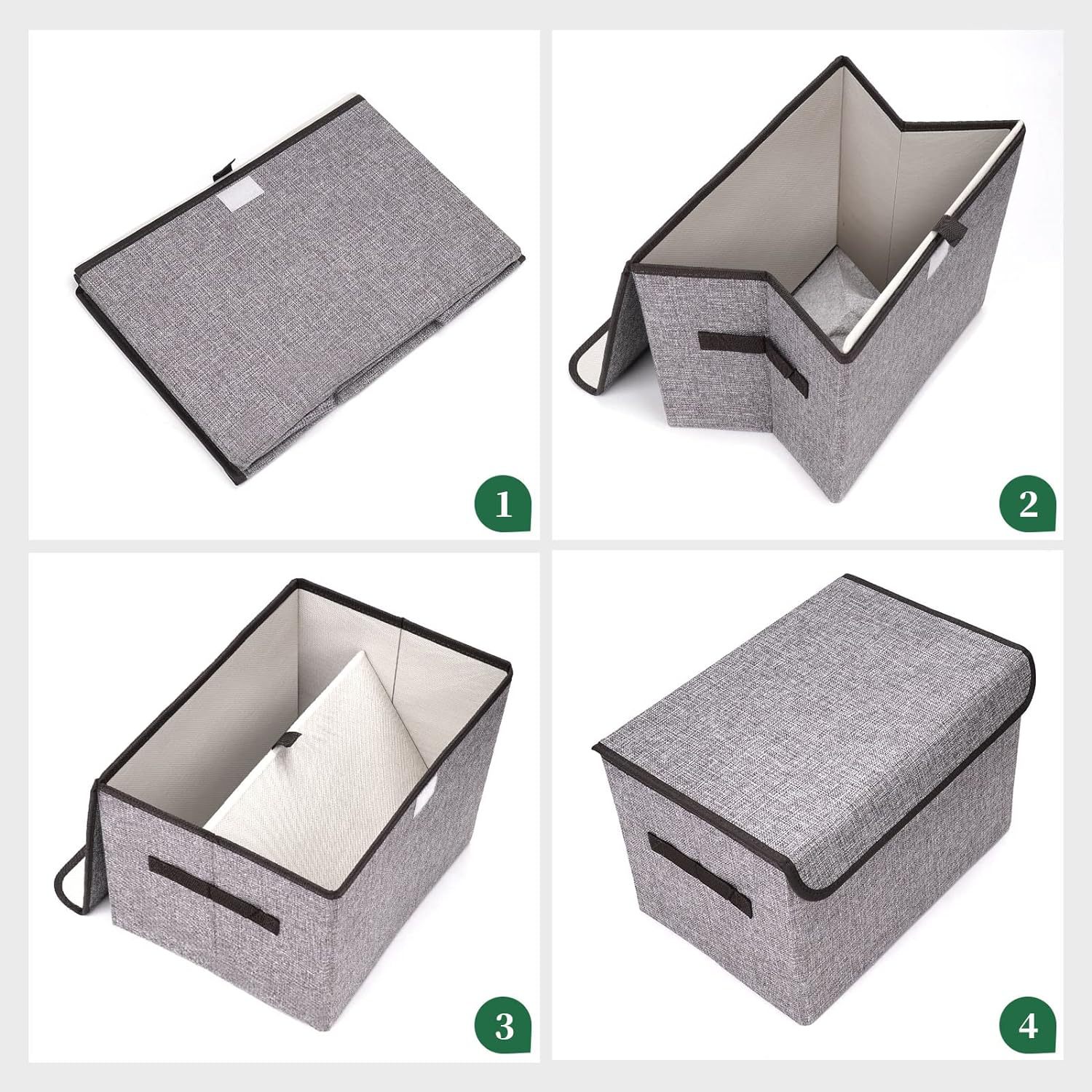 Imitation Linen Fabric Storage Box Flip Clothes Storage Box Non-Woven Foldable Toy Storage with Handle