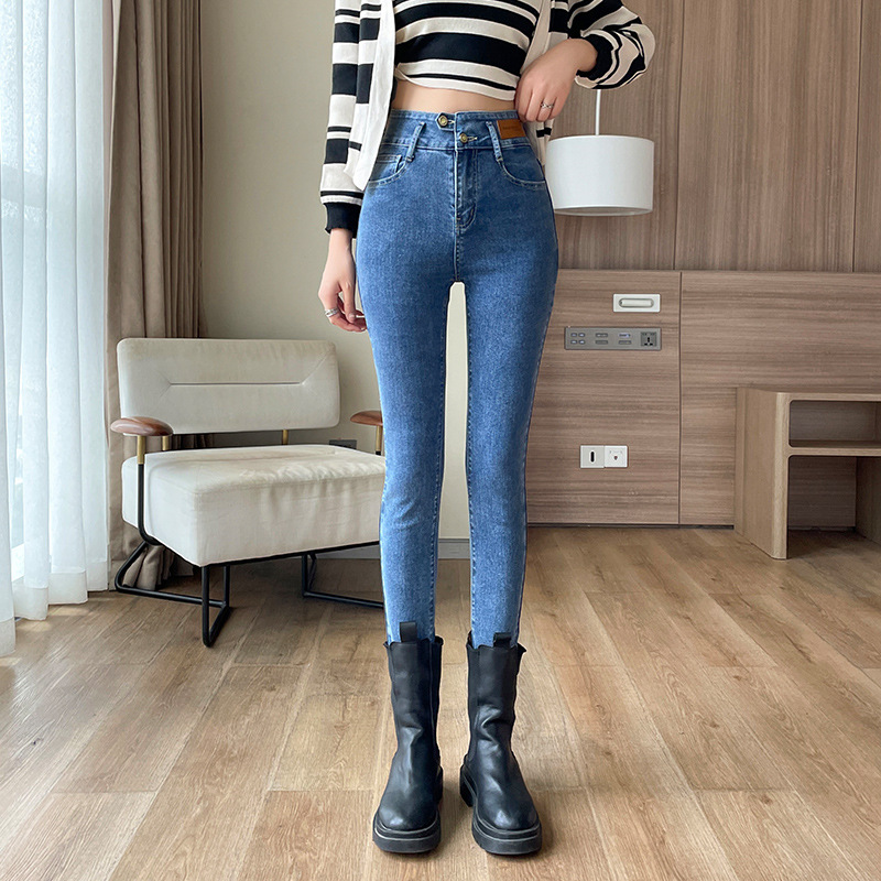 High Waist Skinny Jeans 2023 New Autumn Slimming Skinny Pencil Pants Versatile Leggings Small Black Pants