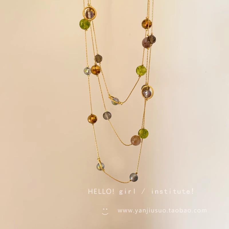 ornament necklace niche high-grade long tassel twin clavicle chain hot selling necklace fashion best-seller crystal necklace