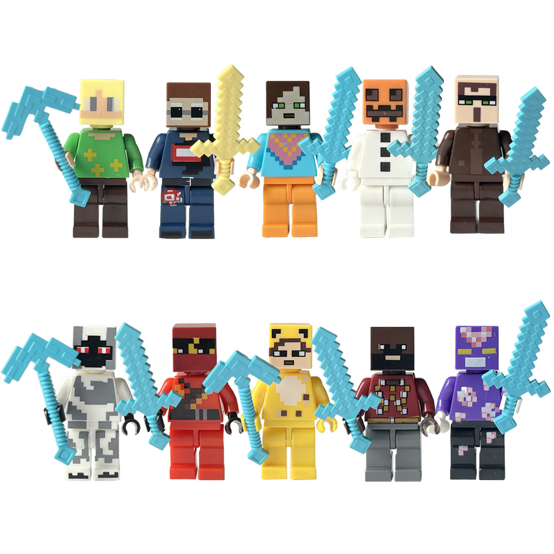 跨境我的世界积木人仔兼容乐高玩具苦力像素人益智拼装专供外贸