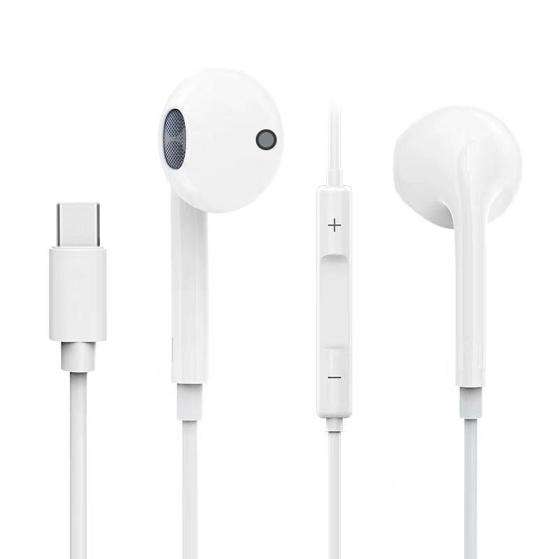 Applicable to Apple Huawei Type-c Android round Hole Flat Head Bluetooth in-Ear Wired Headset Live Call Wire Control