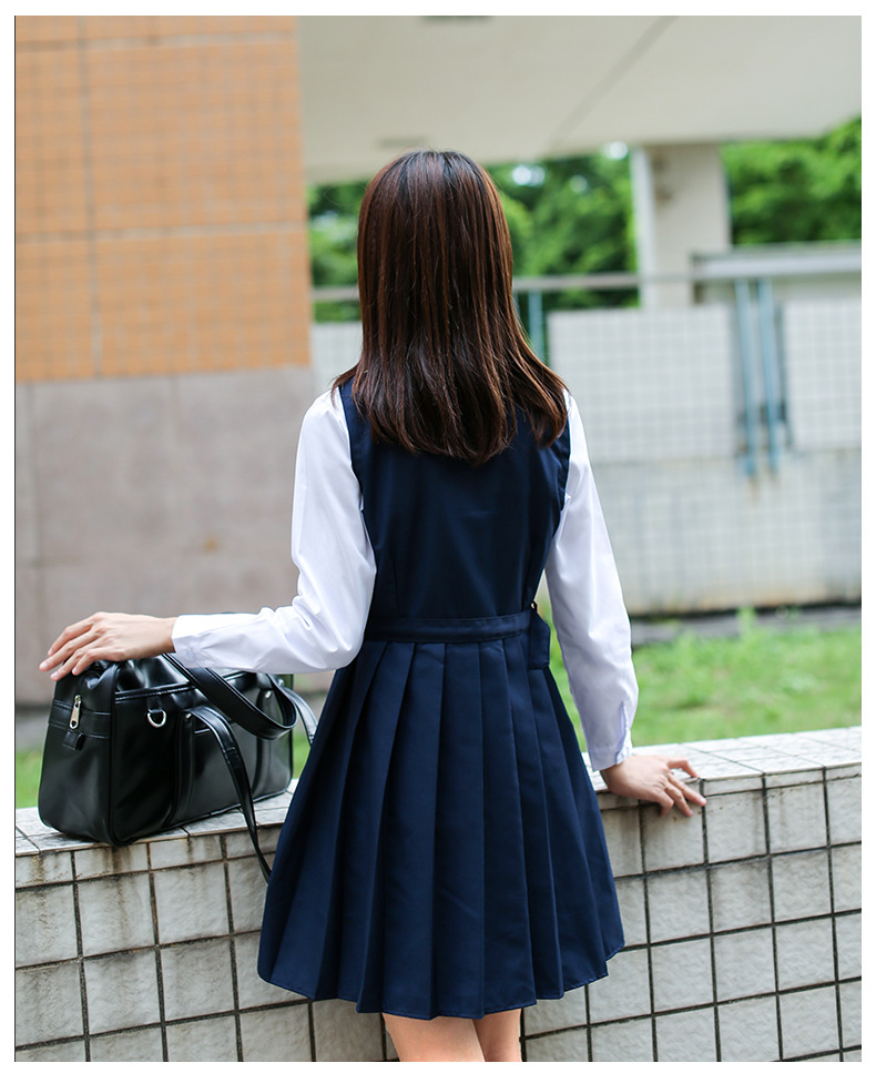 日系班服校服 学生制服角襟女白衬衫水手服 背心裙连衣裙套装