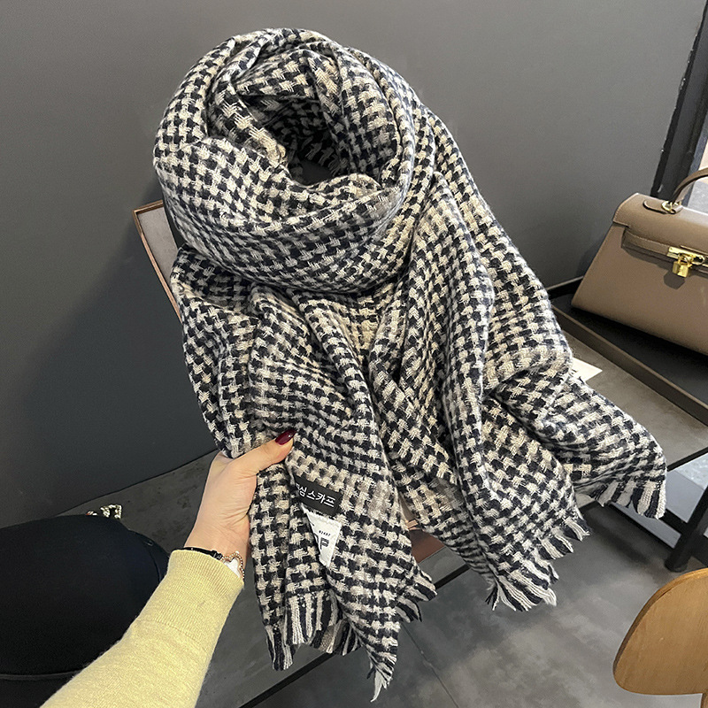 Autumn and Winter British Retro Plaid Scarf Female Winter Korean Style Trend All-Match Shawl Warm Scarf for Students