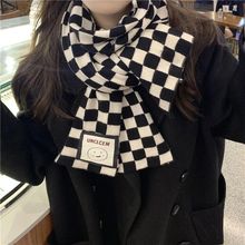 平纹冬季小方巾印花装饰现货正方形几何图案黑色女丝巾
