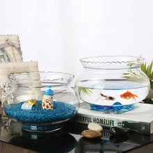 透明玻璃花盆 绿萝水培花瓶花器 圆形花边玻璃鱼缸 乌龟缸小鱼缸