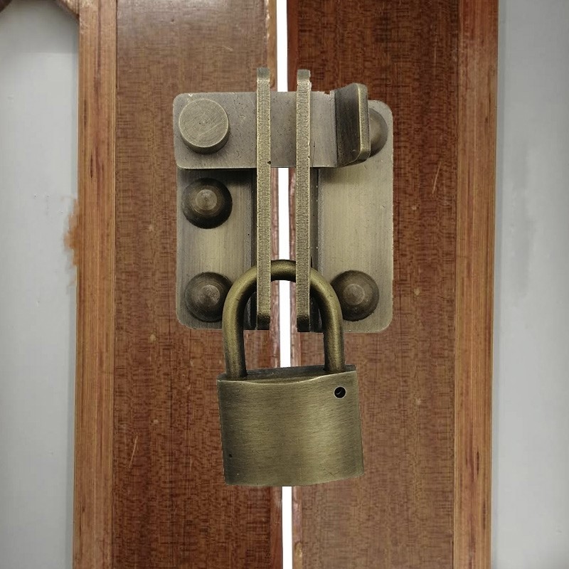 中式木门锁扣搭扣老式家用推拉门锁插销纯铜门锁扣门栓锁全铜明装