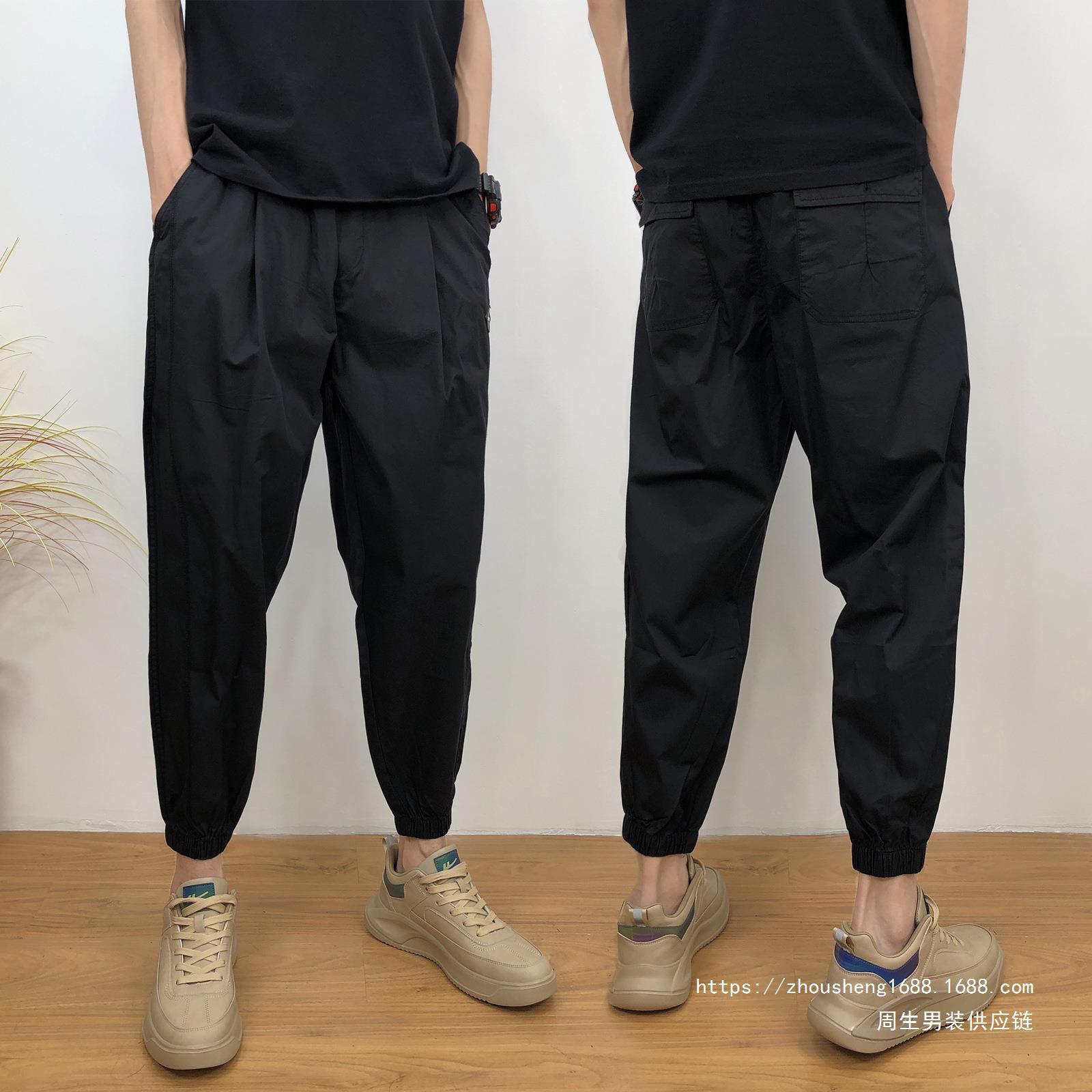 裤子男夏季休闲工装裤薄款运动裤痞帅哈伦潮牌九分束脚裤宽松包邮