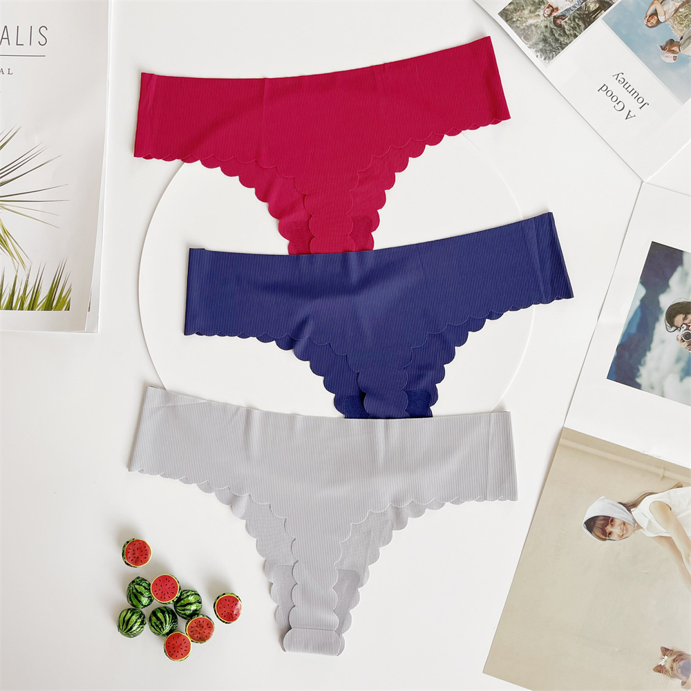 欧美大码丁字裤女v字裁剪无痕内裤运动健身舒适透气超薄纯棉裆t裤