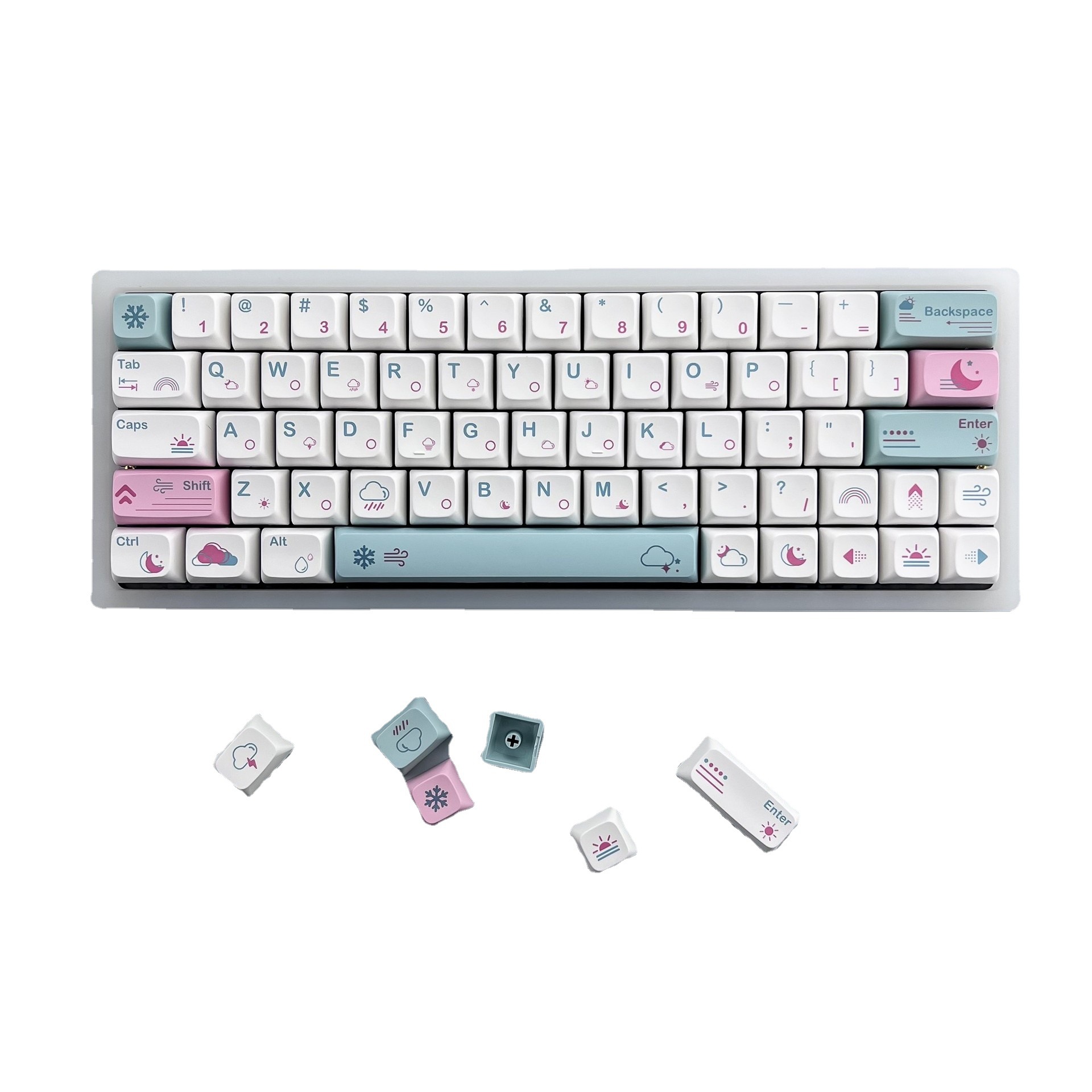 天气键帽132小全套xda高度可爱pbt热升华适用61/64/84/87/98/104