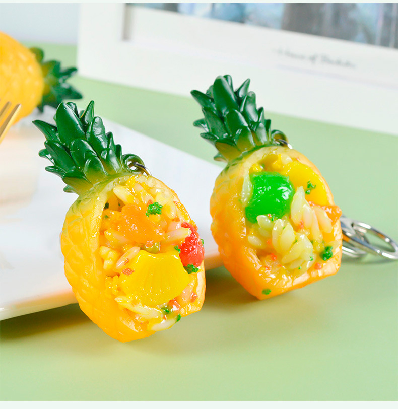 pvc仿真菠萝炒饭食玩模型迷你微缩蛋炒饭食物食品过家家diy玩具