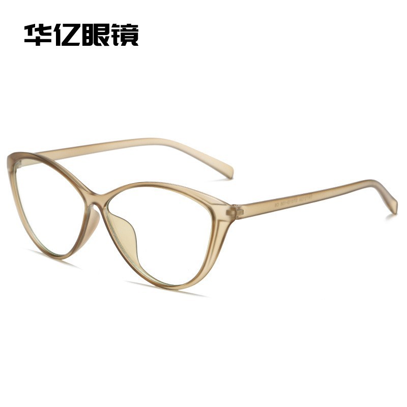 Black Frame Plain Female Retro Anti Blue Light Plain Glasses Frame European and American round Face TR90 Ultra Light Cat Eye Myopia Glasses Wholesale