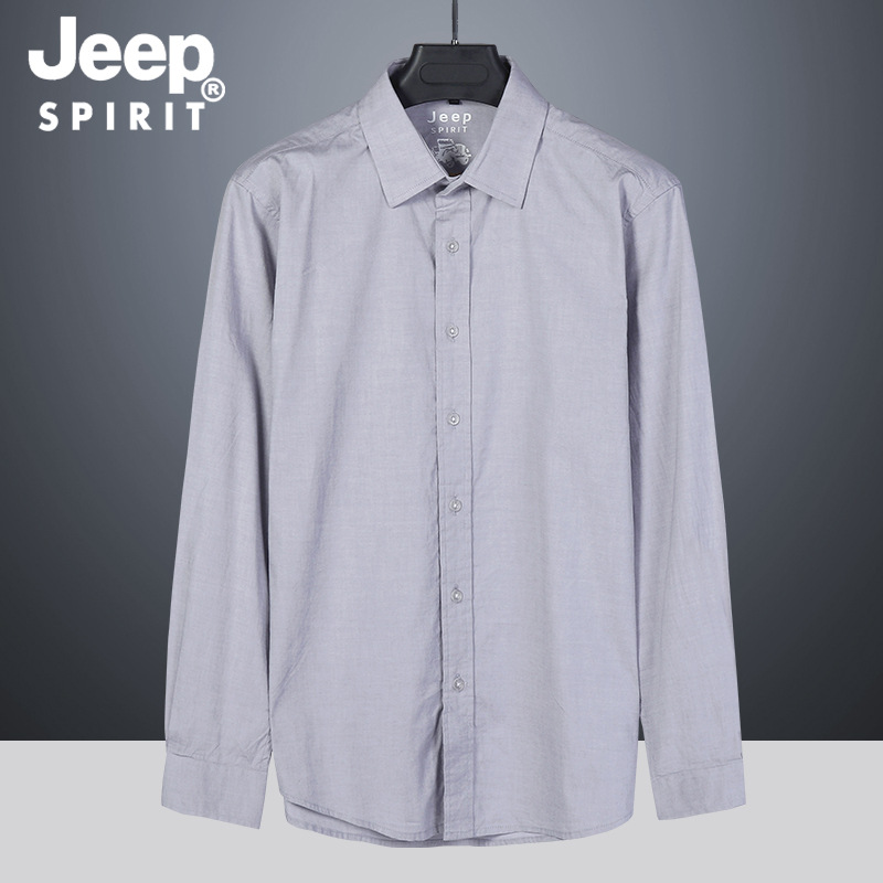 jeep spirit官方正品长袖衬衫男秋季新品休闲上衣潮流宽松纯棉