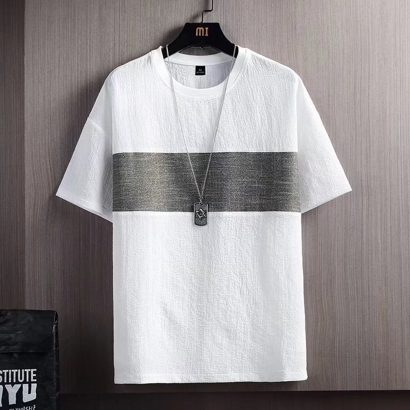 Short-Sleeved T-shirt Men's Summer Half Sleeve Hong Kong Style Loose Fashionable T-shirt Bottoming Shirt in Stock Top