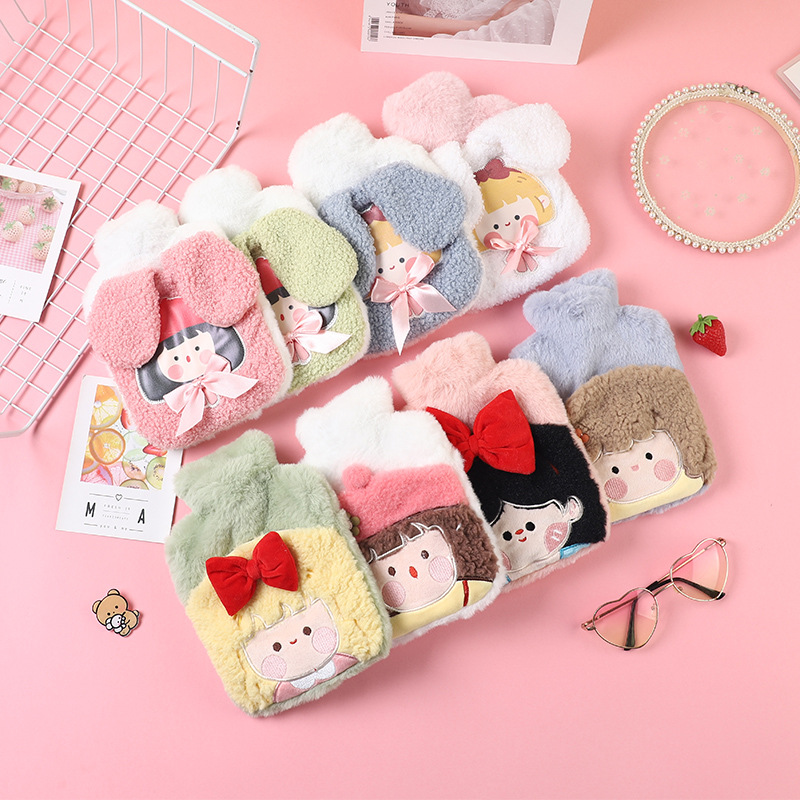 Wholesale Embroidery Cloth Cover Hand Warmer Irrigation Hand Warmer PVC Liner Cute Cartoon Mini Hot Water Injection Bag