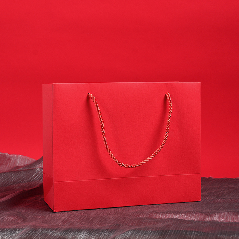 现货红色纸质高档手提袋通用黑色绿色手提礼品袋空白送礼手提袋