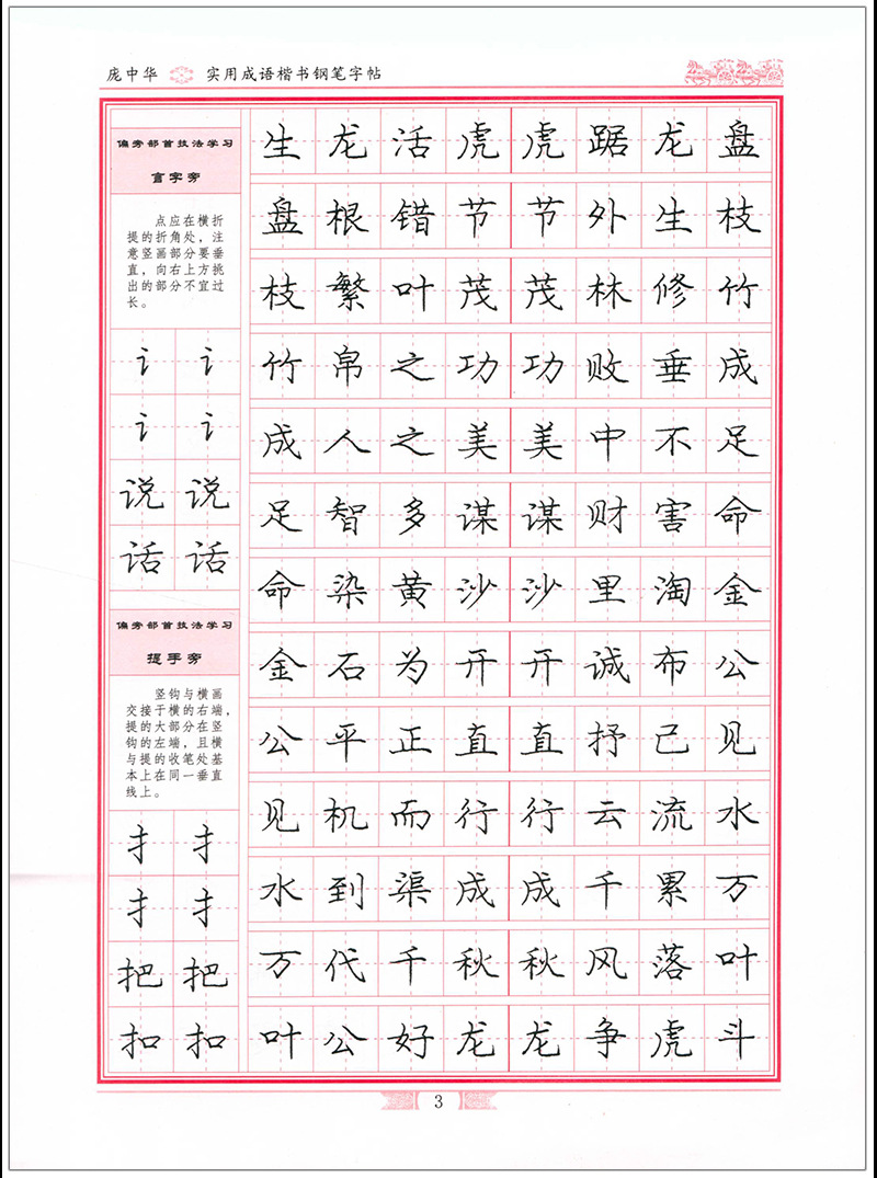 实用成语庞中华楷书钢笔字帖学生接字成语/成语接龙硬笔练字帖