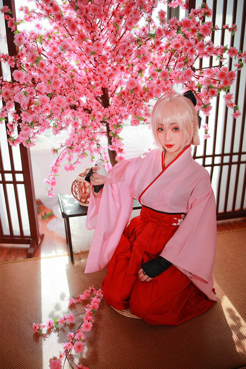 fate冲田总司樱saber和服cosplay女装表演服影楼写真服一件代发