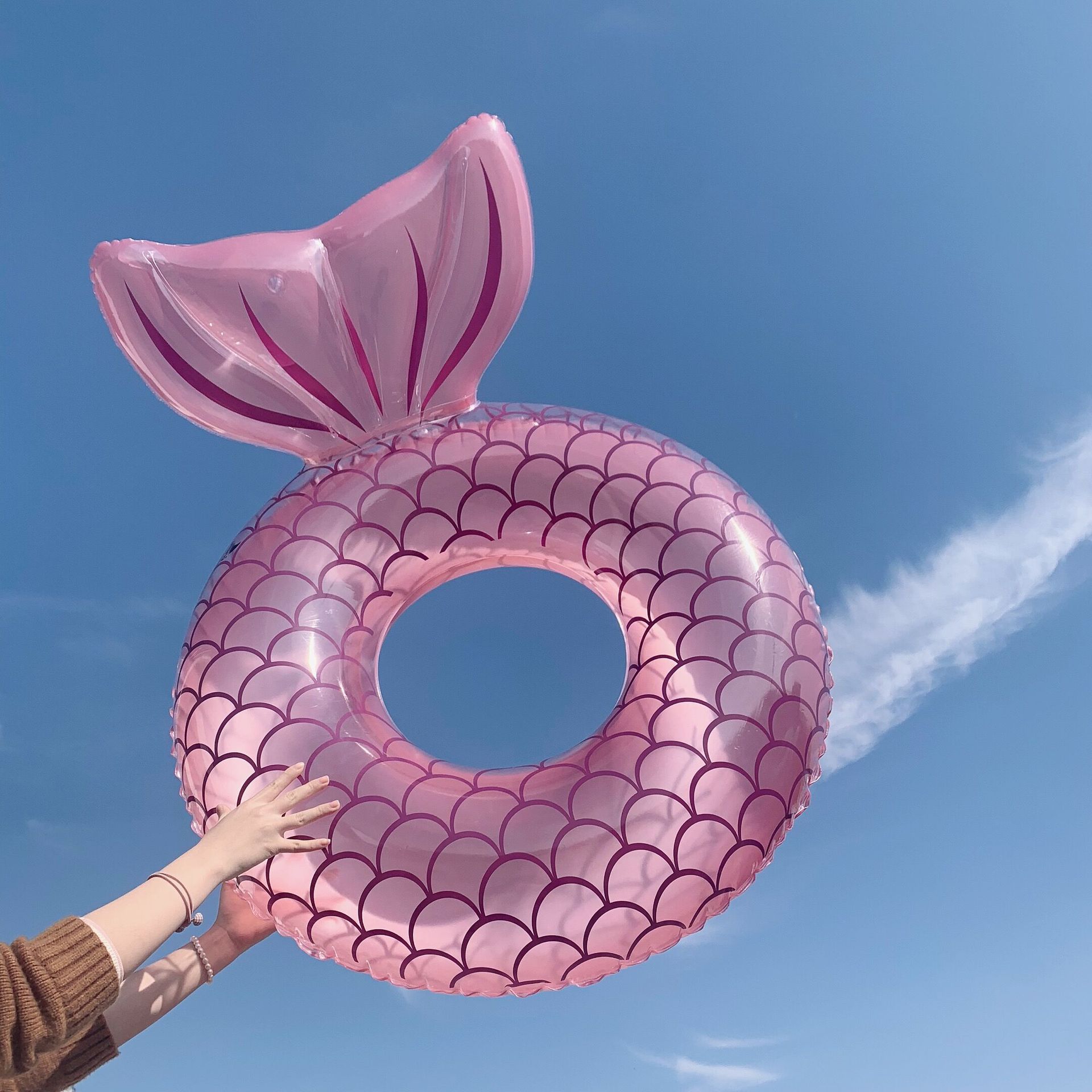 美人鱼尾游泳圈成人救生圈浮排漂浮水上椅子充气浮床水泡拍摄道具