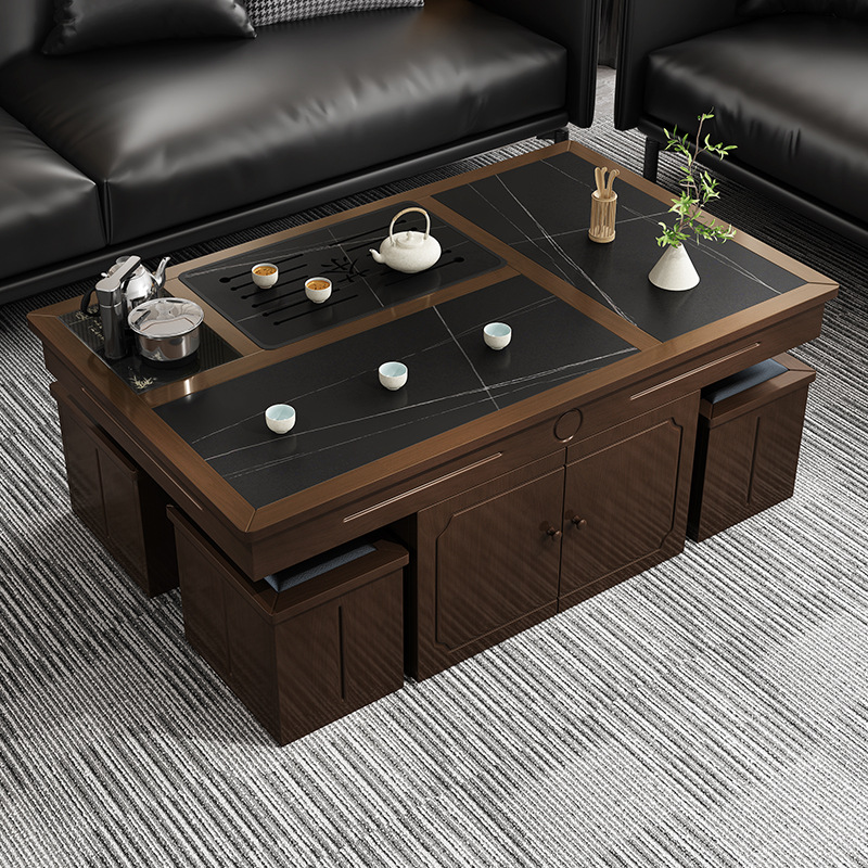 岩板功夫茶几现代简约家用泡茶桌椅喝茶台办公茶具一体泡茶茶几