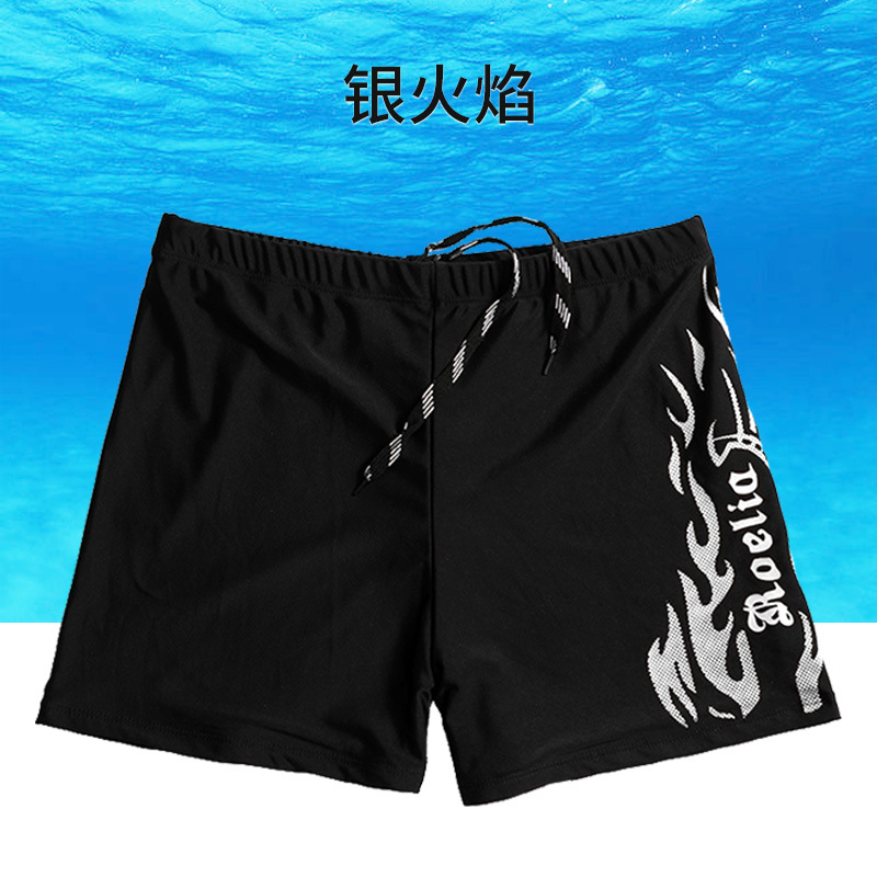 Wholesale Swimming Trunks Men's Factory Direct Supply Blue Red Flame plus Size Men's Boxer Swimming Trunks Wholesale Hot Spring Beach