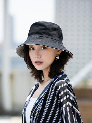 双面渔夫帽女网红韩版潮百搭日系遮阳防晒防紫外线太阳帽夏季帽子