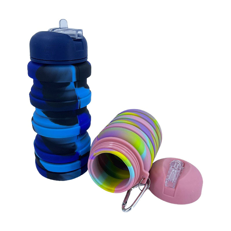 Source Manufacturer Silicone Folding Cups 500ml Camouflage Cross-Border Water Bottle Sports Telescopic Kettle