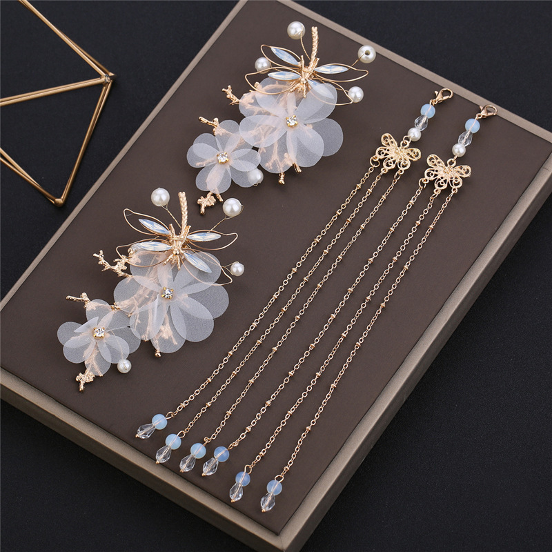 女童汉服头饰中国风古风步摇发夹小女孩古代流苏古装夹子发饰配饰