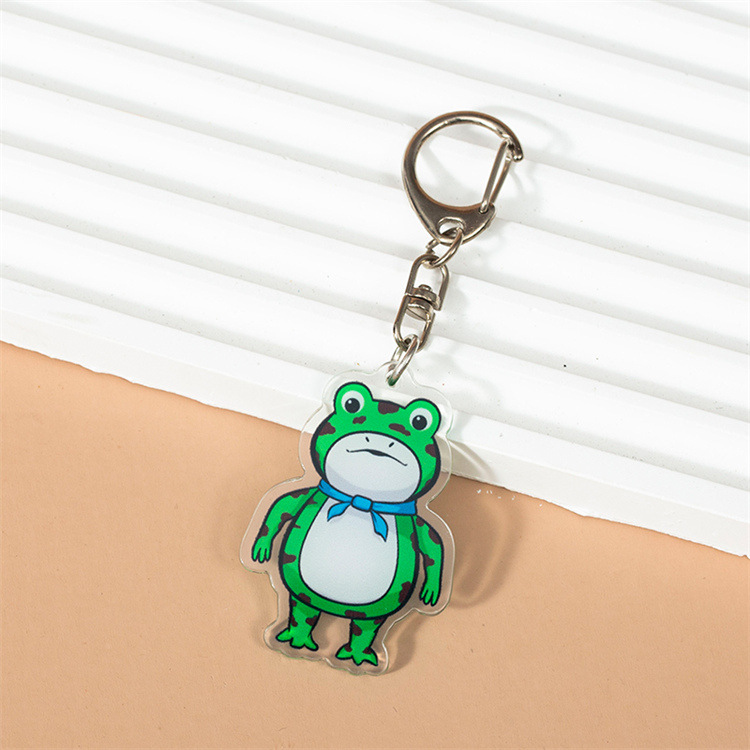 Online Influencer Cute Lonely Frog Man Cartoon Acrylic Keychain Hanging Bag Earphone Sleeves Small Pendant Keychain