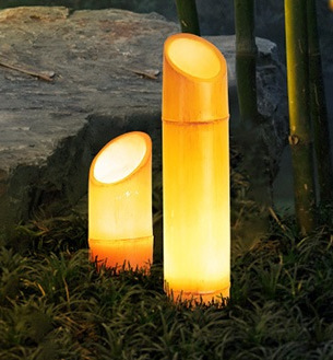 Artificial Luminous Bamboo Lamp Outdoor Garden Bamboo Downlight Garden Lawn Fiberglass Bamboo Joint Resin Lamp Led Decoration