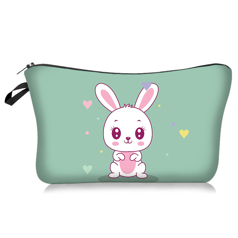 Cross-Border New Arrival Cartoon Rabbit Series Cute Animals Melody Cosmetic Bag Handheld Storage Wash Bag Lazy Portable Travel Bag