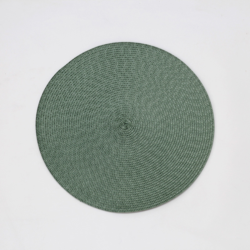 Dining Mat Pp New round Solid Color Simple Pp Woven Placemat Heat Insulation Non-Slip Washable Environmental Protection Placemat Woven Mat