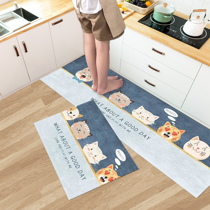 Thickened Stain-Resistant Kitchen Floor Mat Bathroom Door Mat Entrance Door Mat Entrance Bathroom Door Household Simple Carpet Floor Mat