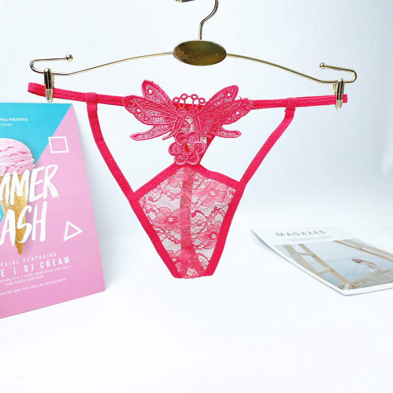 丁字裤女士性感情趣镂空蕾丝开裆丁字裤按摩珍珠女士内裤女士市场价格