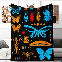 高清数码印花蝴蝶款法兰绒毛毯。空调被，盖毯。办公室专用