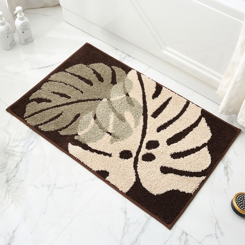 INS Light Luxury Leaves Plant Jacquard Bathroom Non-Slip Mat Absorbent Floor Mat Doormat Non-Slip Floor Mat Bedroom Carpet