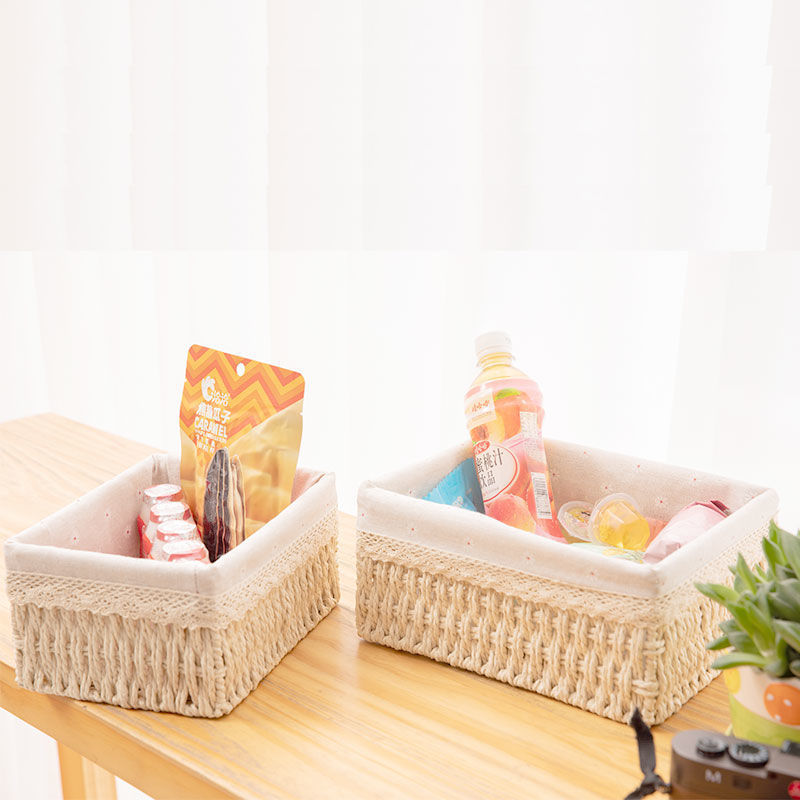 编收纳筐玄关客厅鞋柜桌面收纳盒杂物玩具钥匙化妆品零食收纳篮-阿里