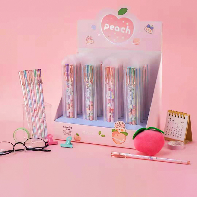 一木林6650星桃兔兔可爱中性笔小学生文具签字笔创意情侣对笔批发