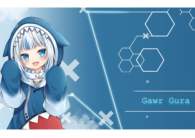 hololive虚拟主播鲨鱼娘gawr gura连帽短袖二次元周边t恤卫衣帽衫