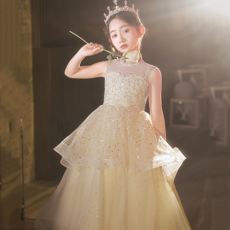 儿童礼服公主裙女童生日高端蓬蓬裙花童婚纱小女孩洋气钢琴演出服