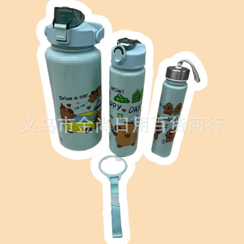 capabala household three-piece set sports bottle cute cartoon three-piece cartoon sports bottle student sports kettle