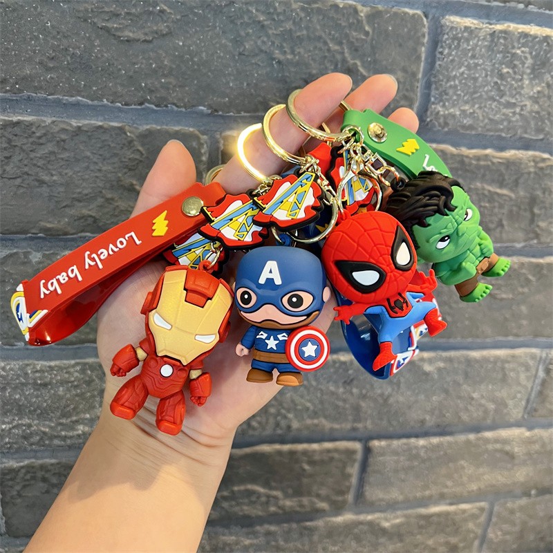 Creative Avengers Keychain Trendy Cool Marvel Iron Man Spider-Man Captain America Key Chain Wholesale