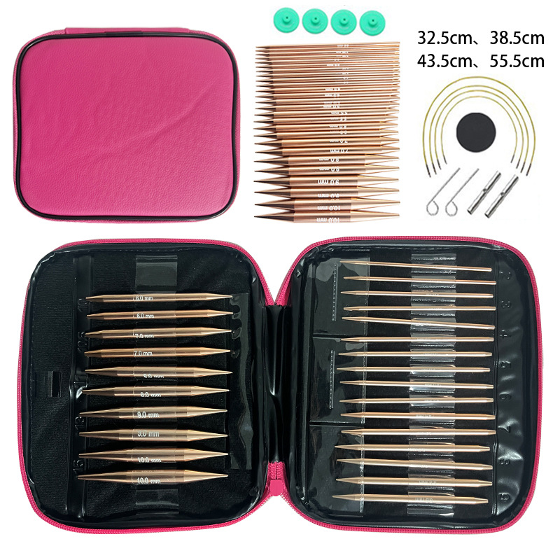 编织工具毛衣针可组装换绳环形针碳化竹环形针氧化铁单钩针织针