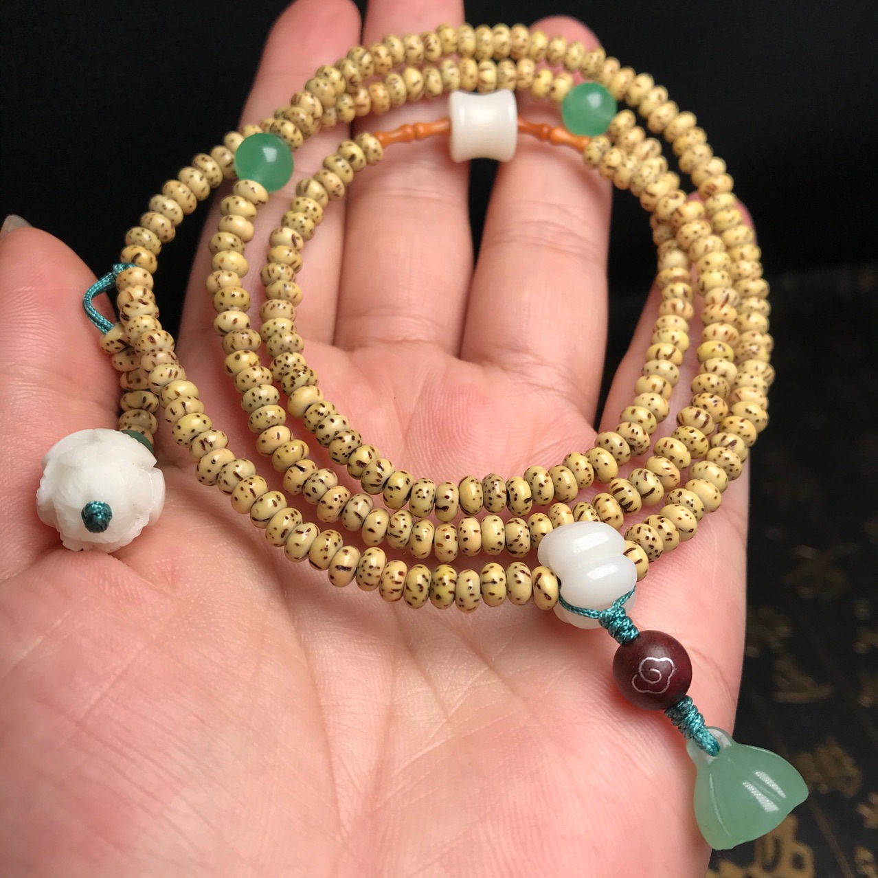 恒信艺品原创原生态黄金籽高抛迷你小星月菩提手链女款玛瑙莲蓬