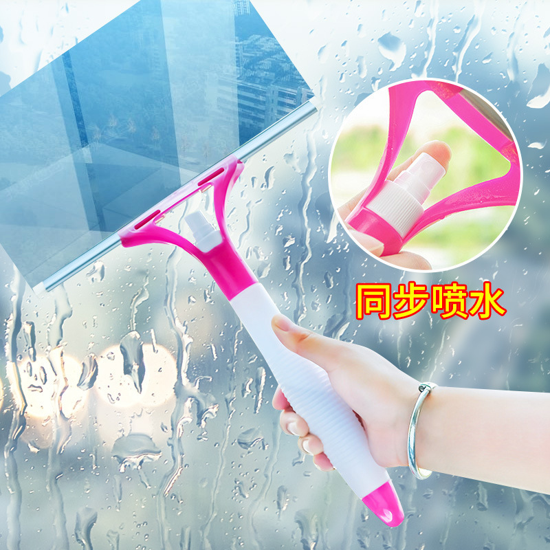 Integrated Water Spray Glass Wiper Household Wipes Glass Cleaner with Spray Window Brush Window Cleaning Mirror Wiper Blade